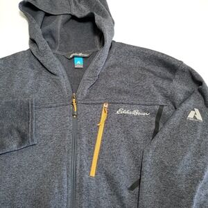 Eddie Bauer First Ascent Mens Large Gray Hooded Full Zip Jacket